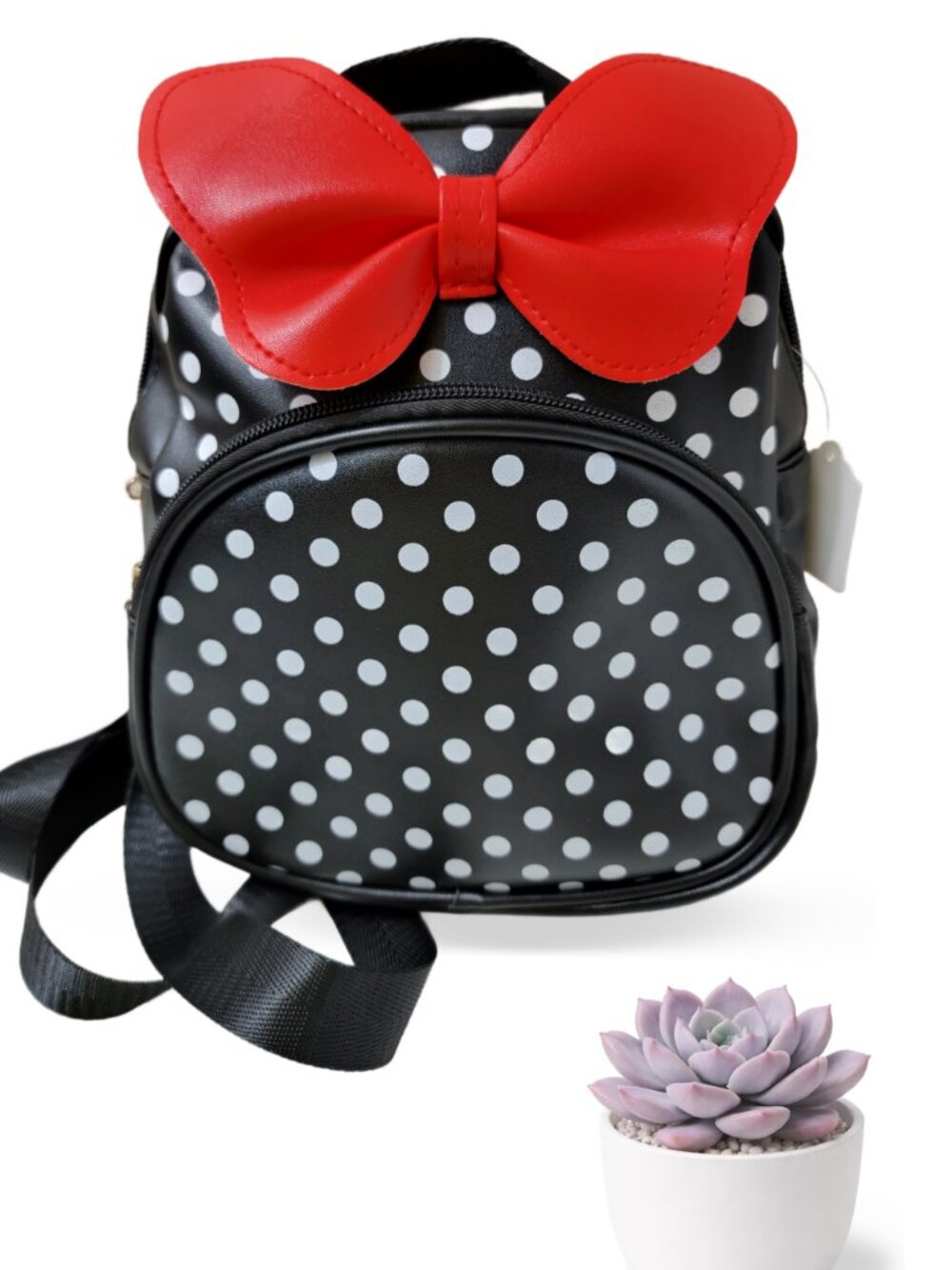 Minnie Mouse–Inspired Mini Backpack • Polka Dot Bow • New With Tags